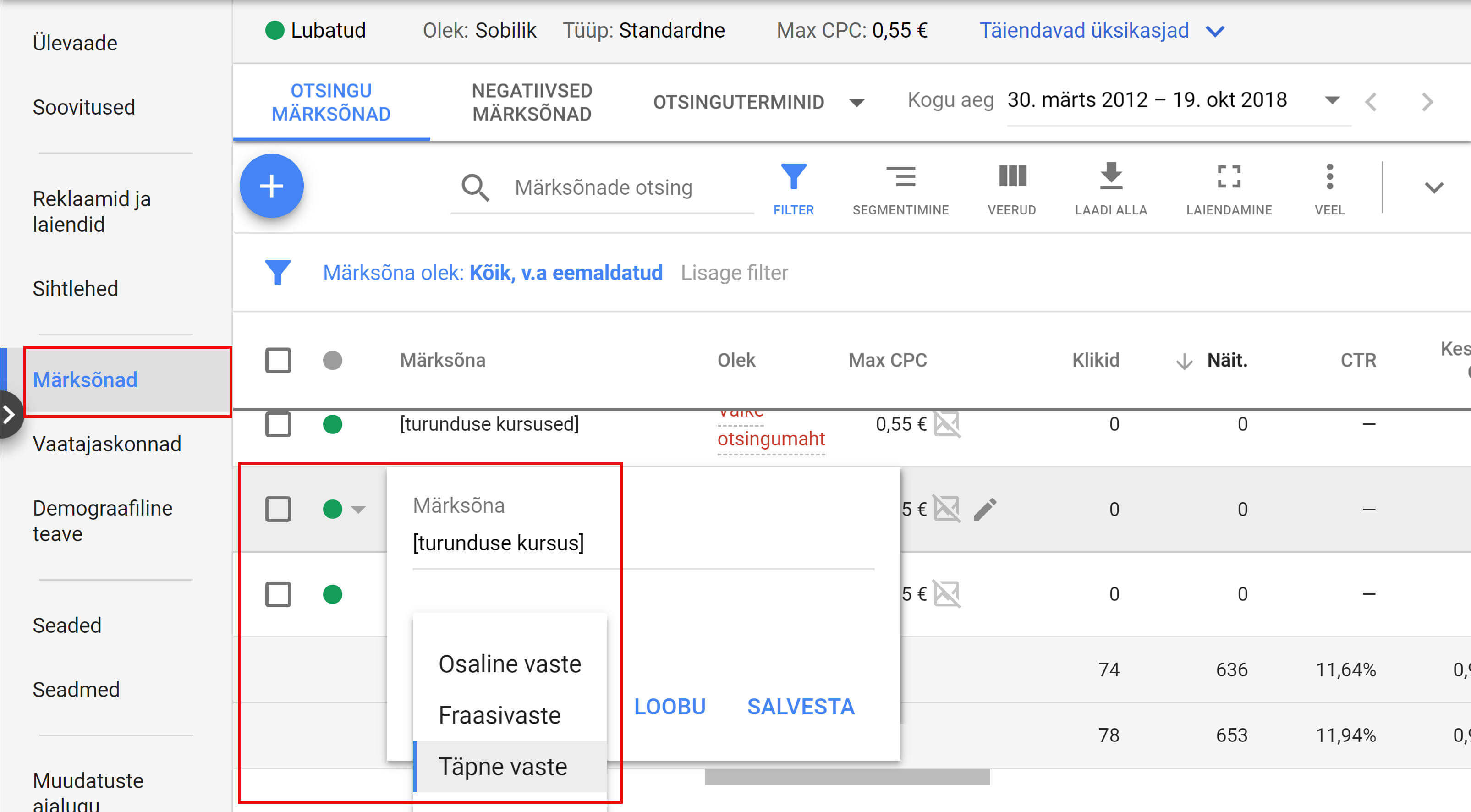 Täpne reklaami sihtimine Google Adsis